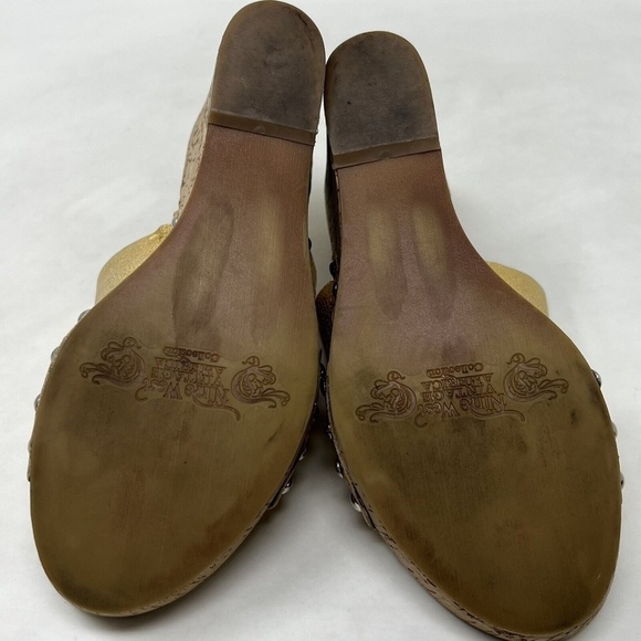 Nine West Open Toe Gold Strap NW Jaimy Wedge Heels Womens Size 8.5 M - Picture 10 of 12